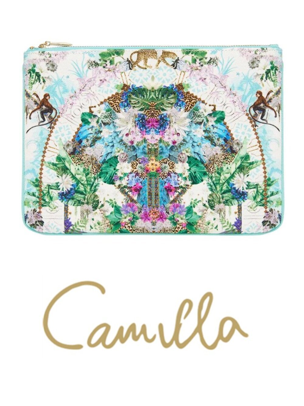Camilla Moon Garden Small Canvas Clutch Bag Purse Handbag